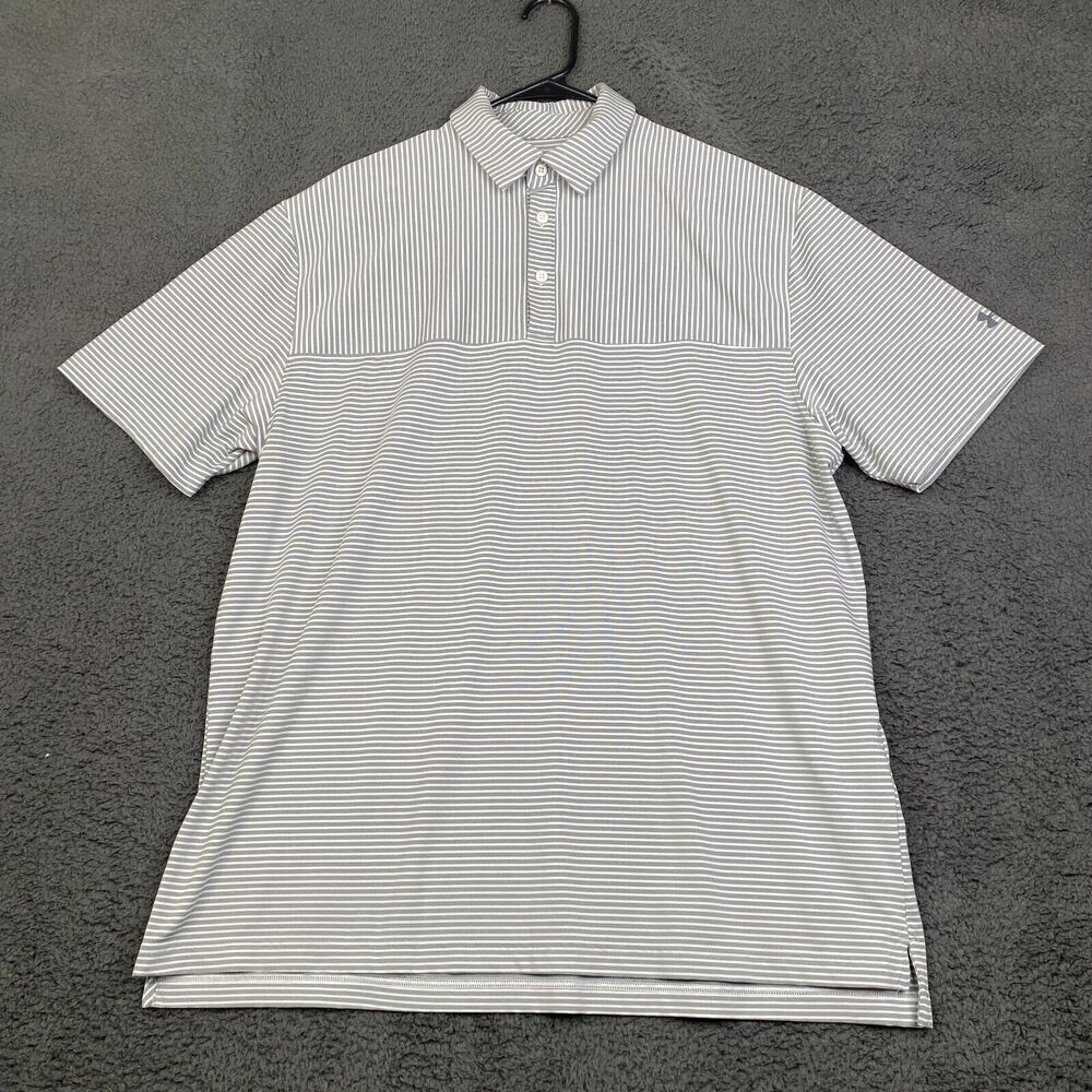 Under Armour Performance Polo Men XL Stripe Golf Shirt Stretch Heat Gear Loose